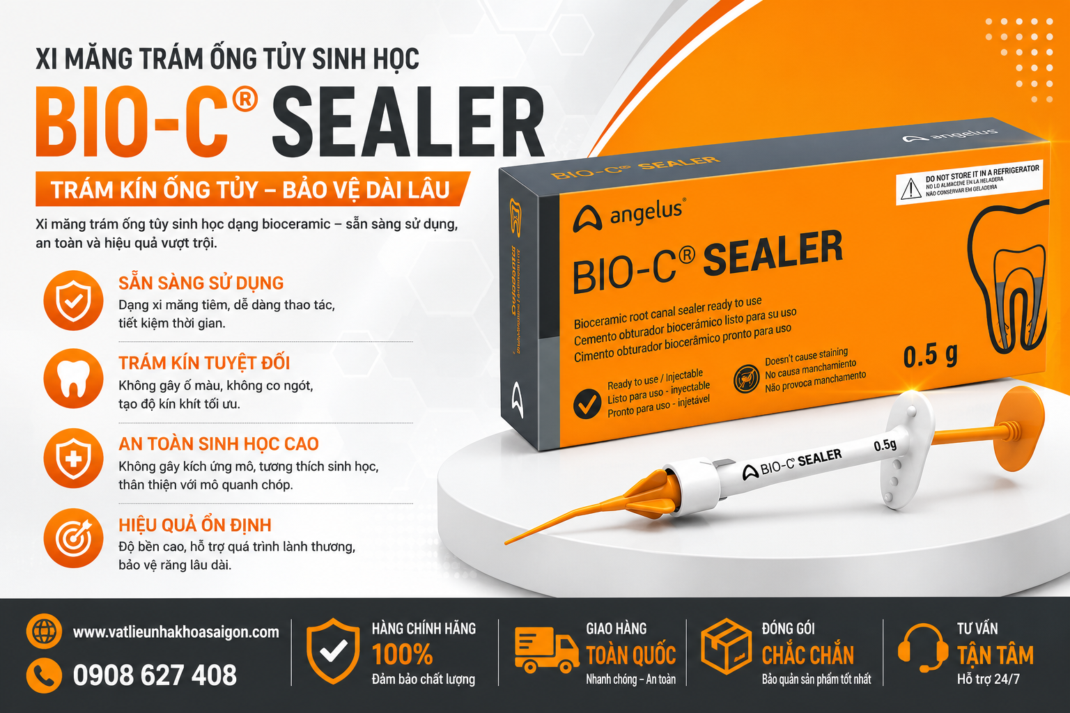 MTA nội nha - Vật liệu trám bít ống tuỷ sinh học Bio-C Sealer - Angelus