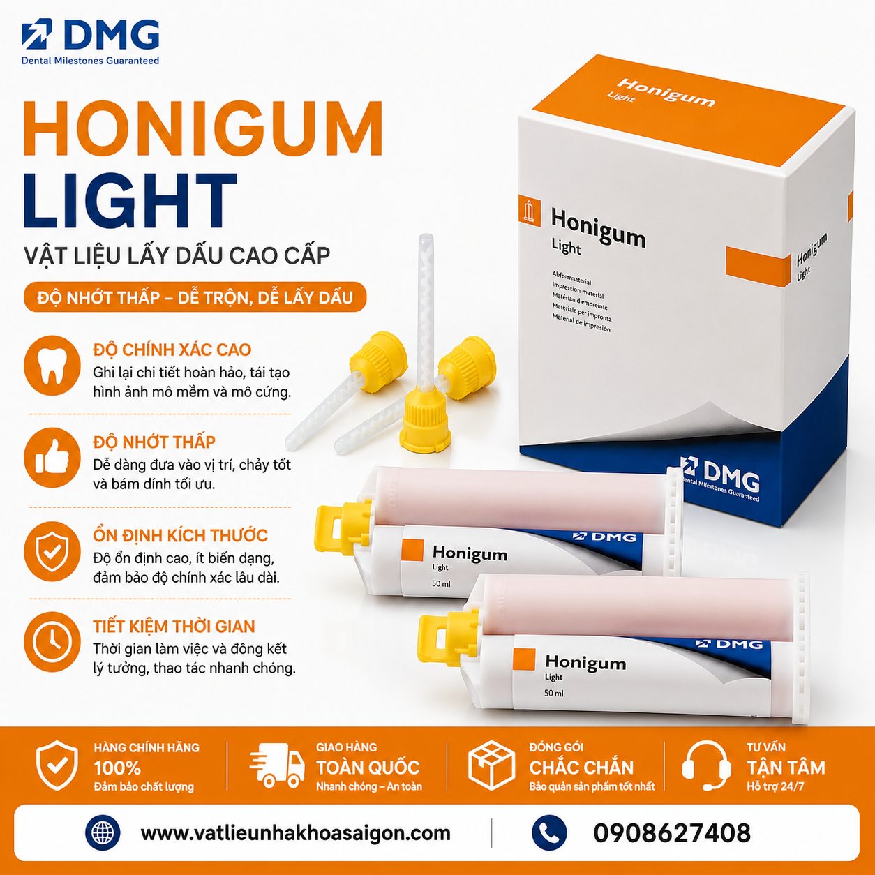 Cao su lỏng trộn súng Honigum Light DMG Đức