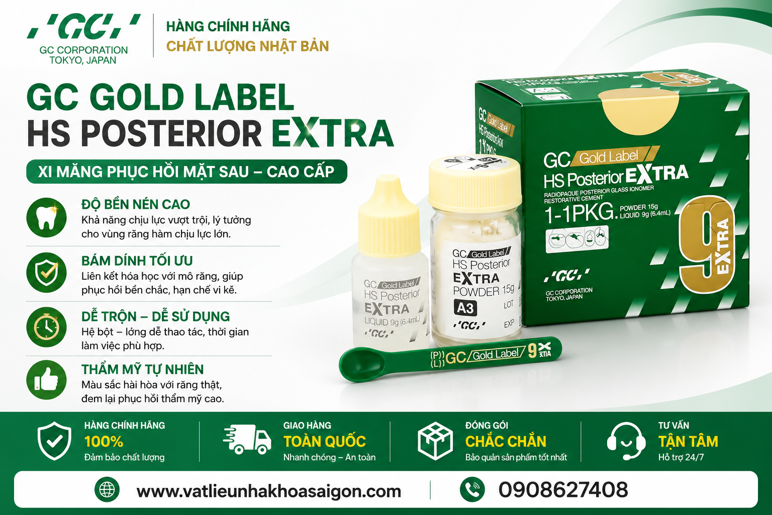 Xi măng trám răng GC Fuji 9 mini hộp nhỏ màu A3