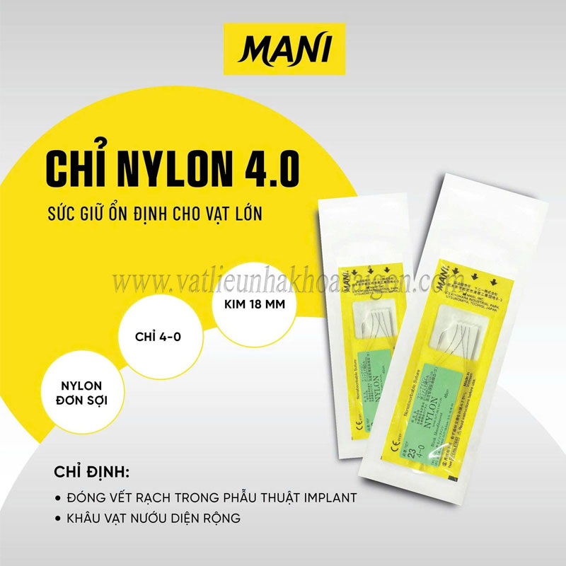 Chỉ khâu phẫu thuật không tiêu tiệt trùng Nylon - Mani
