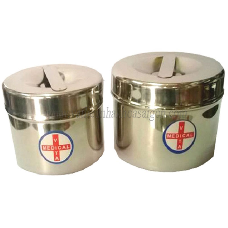 Hộp đựng gòn inox - Dùng cho phòng nha