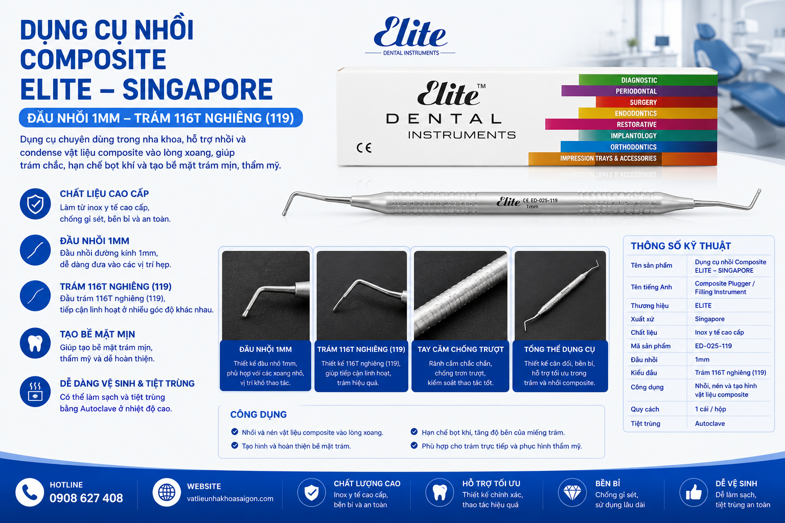 Dụng cụ nhồi Composite ELITE – SINGAPORE