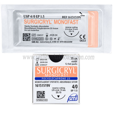 Chỉ khâu phẫu thuật đơn sợi tự tiêu 4/0 - Surgicryl Monofast - SMI kim tam giác